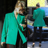 2022 Brand Week Street Photo Trend Chic Elegant Green Suit Coat  Leisure Versatile Women Blazer