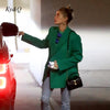 2022 Brand Week Street Photo Trend Chic Elegant Green Suit Coat  Leisure Versatile Women Blazer