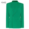 2022 Brand Week Street Photo Trend Chic Elegant Green Suit Coat  Leisure Versatile Women Blazer