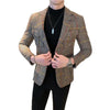 2022 Brand clothing Men's  business suit/Male slim fit plaid Leisure Blazers/Man plaid Jackets Plus size S-3XL