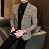 2022 Brand clothing Men's  business suit/Male slim fit plaid Leisure Blazers/Man plaid Jackets Plus size S-3XL