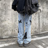 2022 Butterfly Print Jeans for Women Men Pants Loose Baggy Denim Pants Straight Trousers Goth Women Clothing Big Size
