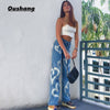 2022 Casual Printed Heart Straight Slim Jeans Vintage High Waist Trousers Women Denim Pants Vaqueros Mujer Streetwear