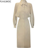 2022 Chic Korea Clothes Fenimine Vestidos Women Long Sleeve Elegant Office Lady Vintage Solid Shirt Dress