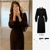 2022 Chic Korea Clothes Fenimine Vestidos Women Long Sleeve Elegant Office Lady Vintage Solid Shirt Dress