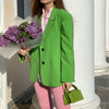 2022 Chic Loose Light Pink Women Blazer Spring Summer Single Buttons Female Oversized Suit Green Jacket Full Sleeve Outwear
