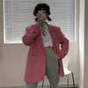2022 Chic Loose Light Pink Women Blazer Spring Summer Single Buttons Female Oversized Suit Green Jacket Full Sleeve Outwear