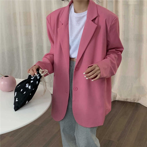 2023 Chic Loose Woman Blazer Spring Summer White Pink Green Black Jacket Female Oversized lined coats Outwear blezer women