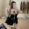 2023 Color Contrast Stitching Suit Jacket Women Tie Waist Slimming Suit Autumn Design Sense Niche Temperament Top M193