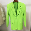 2022 Designer Jacket Female Plus Shoulder Single Long Button Blazer Green Fluorescent High Street Autumn Fashion