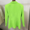 2022 Designer Jacket Female Plus Shoulder Single Long Button Blazer Green Fluorescent High Street Autumn Fashion