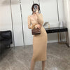 2022 Dresses For Women Sexy Strapless Ribbed Knitted Bodycon Dress Women Winter Long Sleeve Midi Sweater Dress Clothes