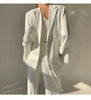 2023 Early Autumn White Suit Drape Elegant Business Wear Shoulder Pads High Sense Split Jacket Blazer For Office Lady