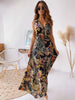 2022 Elegant Floral Print Chiffon Long Dress Women Summer Sexy Deep V-neck Split Party Dress Lady Sleeveless Maxi Beach Dresses