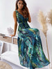 2022 Elegant Floral Print Chiffon Long Dress Women Summer Sexy Deep V-neck Split Party Dress Lady Sleeveless Maxi Beach Dresses