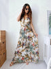 2022 Elegant Floral Print Chiffon Long Dress Women Summer Sexy Deep V-neck Split Party Dress Lady Sleeveless Maxi Beach Dresses