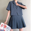 2022 Ensembles Femme Summer Korean College Style Simple Short Sleeve Blazer+Pleated Mini Skirts 2 Piece Sets Womens Outfits