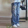 2022 Europe and the United States low-waist love print thin loose Y2K jeans women retro hip-hop sexy wide-leg trousers