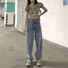 2022 Fall Ripped Harajuku Jeans Women'S Streetwear Casual Loose Straight High Waist Mother Denim Oversized