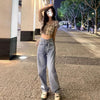 2022 Fall Ripped Harajuku Jeans Women'S Streetwear Casual Loose Straight High Waist Mother Denim Oversized