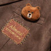 2023 Autumn Women  Streetwear Blazer Loose Coats Retro Tide Brand Bear Decoration Leather Velvet Female Suit Jacket