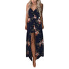 2022  Bohemia Split Long Maxi Dress Womens Rose Printed Boho Beach Shorts Irregular Hem Party Dresses