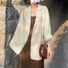 2022 Cotton Linen Coat Womens Autumn Blazer ZANZEA Solid Long Sleeve Cardigans OL Casual Loose Elegant Outwear