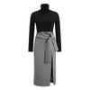 2022 Elegant Female Long Sleeve Black Blouse Skirt Outfit Two Piece Set Women Clothing Office Suit