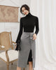 2022 Elegant Female Long Sleeve Black Blouse Skirt Outfit Two Piece Set Women Clothing Office Suit