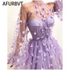 2023 Floral Long Sleeve Women Autumn Long Party Dress  Sexy Mesh Tulle Purple Maxi Dress Vestidos De Mujer