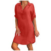 2022  Long Blouses Women Plus Size Solid Color Cotton Linen Collar Loose Shirt Dress blusas mujer de moda