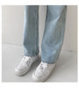 2022 Women's Straight Jeans High Waist Casual Thin Slim Wide Leg Trousers Loose Retro Floor Pants