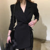 2023 Office Ladies suit women blazer dress Double Breasted Button Front Military Style Long Sleeve Dress