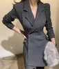 2023 Office Ladies suit women blazer dress Double Breasted Button Front Military Style Long Sleeve Dress