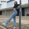 2022 Rippde Jeans Women High Waist Straight Denim Mom Pants Baggy Jeans Women Washed Blue Casual Female Cotton Pants New