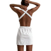 2022  Trend Women’s Summer Sleeveless Dress Personality Solid Color Cross Backless High Waist Sexy Loose Mini Sun Dress
