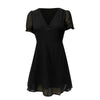 2022  Women Office Black Dress Summer  V-neck Pure Temperament Short Sleeve Dress Streetwear Women Dress Robe