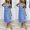 2022  Women's Summer Boho Casual Long Maxi Dress Holiday Evening Party Print Beach Dress Sundress
