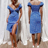 2022  Women's Summer Boho Casual Long Maxi Dress Holiday Evening Party Print Beach Dress Sundress