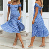 2022  Women's Summer Boho Casual Long Maxi Dress Holiday Evening Party Print Beach Dress Sundress