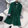 2022  Fabric Women's Office Suit Casual Double-breasted Mid-length Blazer Jacket Feminine Plus Size S-5XL