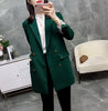 2022  Fabric Women's Office Suit Casual Double-breasted Mid-length Blazer Jacket Feminine Plus Size S-5XL