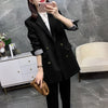 2022  Fabric Women's Office Suit Casual Double-breasted Mid-length Blazer Jacket Feminine Plus Size S-5XL