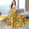 2022 High Quality Vintage Chiffon Boho Maxi Dress Summer Sleeveless v-neck Sexy Sundress Women Elegant Bodycon Party Vestidos