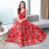 2022 High Quality Vintage Chiffon Boho Maxi Dress Summer Sleeveless v-neck Sexy Sundress Women Elegant Bodycon Party Vestidos