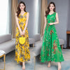 2022 High Quality Vintage Chiffon Boho Maxi Dress Summer Sleeveless v-neck Sexy Sundress Women Elegant Bodycon Party Vestidos