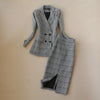 2022  Winter Women's Suits Skirt Set Slim-fit Double-breasted Plaid Ladies Jacket Casual High Waist Skirt Two-piece