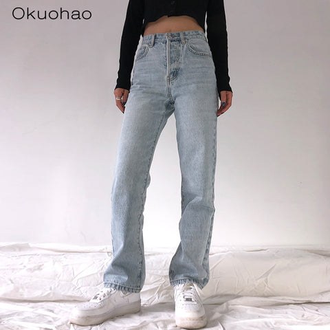 2022 High Waist Loose Jeans For Women Comfortable Casual Straight Leg Baggy Pants Mom Jeans Washed Boyfriend Jeans New