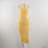 2022 Knitted Bodycon Dress Women Y2K Halter Neck Summer Yellow Sleeveless Midi Backless Party Sexy Dresses Beach