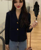 2023 Korea Women Autumn Cotton Blazers Brief Jackets Coat Single Breasted Blazer Feminina Chaqueta Mujer Outer Wear Veste Femme